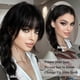 thumbnail image 2 of Clip on Bangs for Women Real Human Hair Extensions Invisible Clips Black, 2 of 5