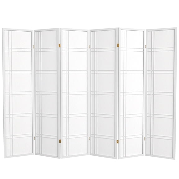 6 ft. Tall Double Cross Shoji Screen - White - 6 Panels