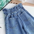 thumbnail image 6 of Lovebay Kids Girls Elastic Waist Wide-Leg Denim Pants Children Trousers Bottoms Streetwear High Waist Buttons Straight Jeans 2-8 Years, 6 of 8