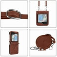 thumbnail image 4 of Dteck for Samsung Galaxy Z Flip 5 5G Case, Adjustable Crossbody Shoulder Strap Lanyard Case for Women Kickstand Flip PU Leather Hard Shell Ultra Thin Slim Durable Protective Phone Cover,Brown, 4 of 5