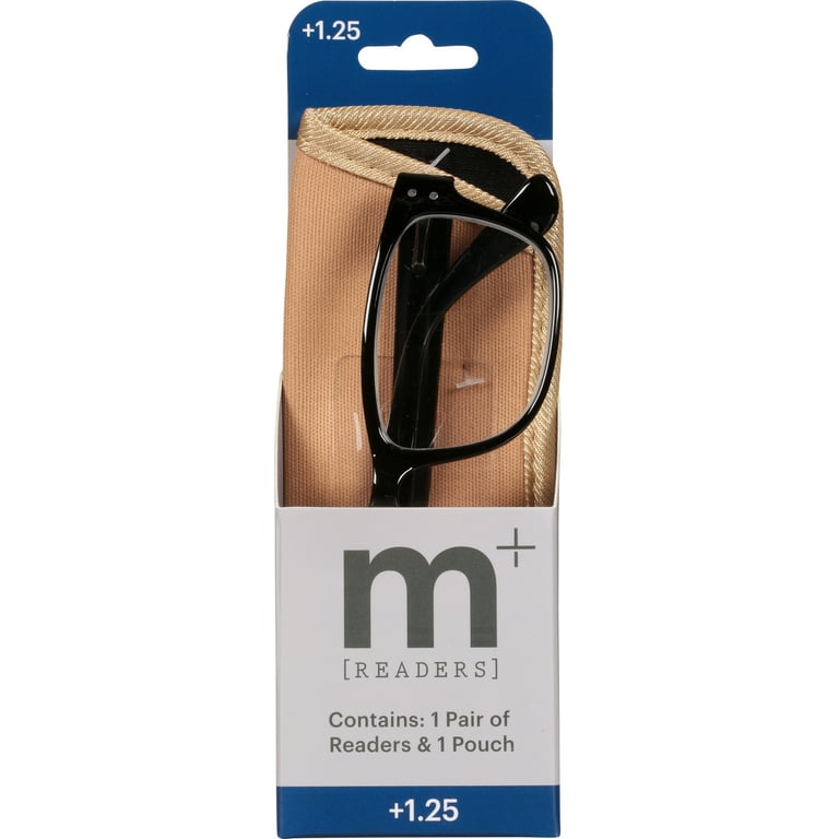 M+ Mens Square Plastic Reading Glasses 1.25 Oliver in Classic