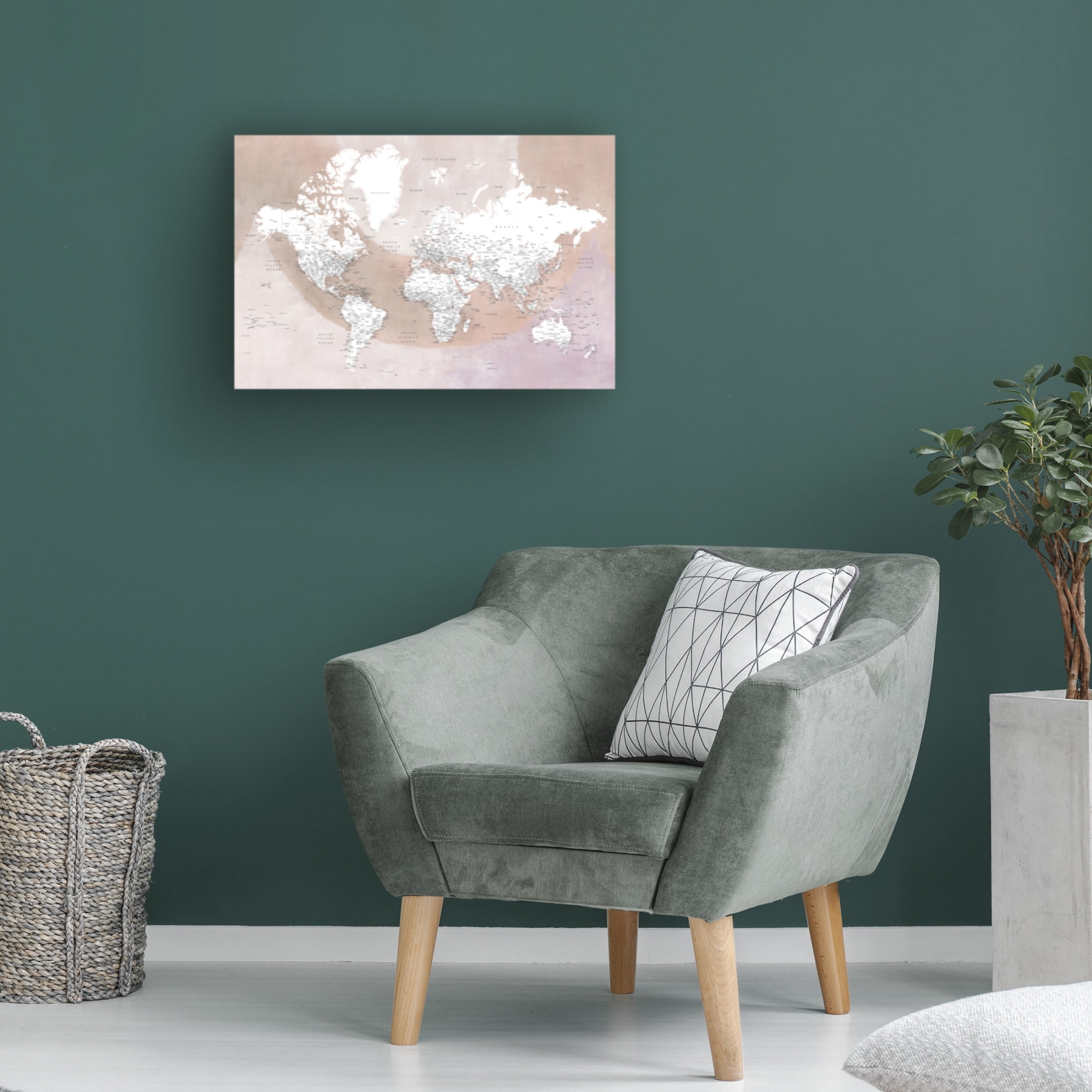 Trademark Fine Art Rosana Laiz Blursbyai Detailed world map with cities Qawi Canvas Wall Art