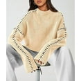 thumbnail image 3 of PRETTYGARDEN Women's Chunky Knit Sweaters Fall Long Sleeve Mock Neck Oversized Pullover Tops Winter Fashion Clothes, 3 of 8