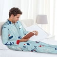 thumbnail image 6 of Fuzoiu Sailboats Anchors Print Men's Long-Sleeved Pajama,Lounge Button Down Nightwear,Mens Notch Collar Pajama Set -Medium, 6 of 7