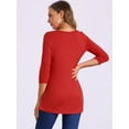 thumbnail image 4 of DARING DIVA Women's Casual Stretchy Tunic Asymmetric Hem Top M Red, 4 of 6