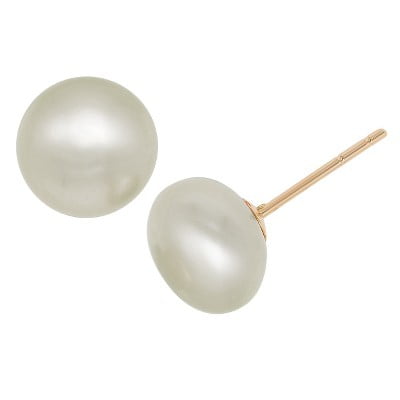 Photo 1 of 14k Yellow Gold 8mm Freshwater Pearl Stud Earrings