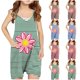 thumbnail image 4 of Odeerbi 5-13 Años Niñas Traje de Verano A Rayas Flor Impresión Camisola Romper Casual Respirable Cómodo Suspender Overalls Bib Total Shorts Con Bolsillos, 4 of 4