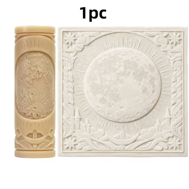 Rodillo de estampado de arcilla polimérica con textura de luna llena | Herramientas de cerámica creativas | Perfecto for proyectos de primavera y verano.