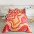 thumbnail image 2 of jejeloiu Waves Lines Full Size Comforter Sets,Minimalism Geometric Stripes Bedding Comforter Set,Red Orange Pink Bedding Sets For Girls Boys,Super Cozy Room Decor Reversible,3pcs, 2 of 8