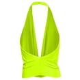 thumbnail image 3 of J. METHOD Women's Sleeveless Halter Neck Lightweight Low Cut Deep V Neck Sexy Draped Backless Top Blouse NEWT07 Neon Yellow L, 3 of 6