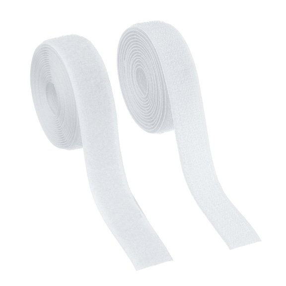 Sew on Hook and Loop Tape, 0.75 Inch Width Non-Adhesive Back Nylon Fastener Strips 2 Yards - White