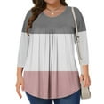 thumbnail image 2 of Women Plus Size Tops Cut Out V Neck 3/4 Sleeve Blouses Dressy Casual Tunic Tops to Wear with Leggings, 2 of 6