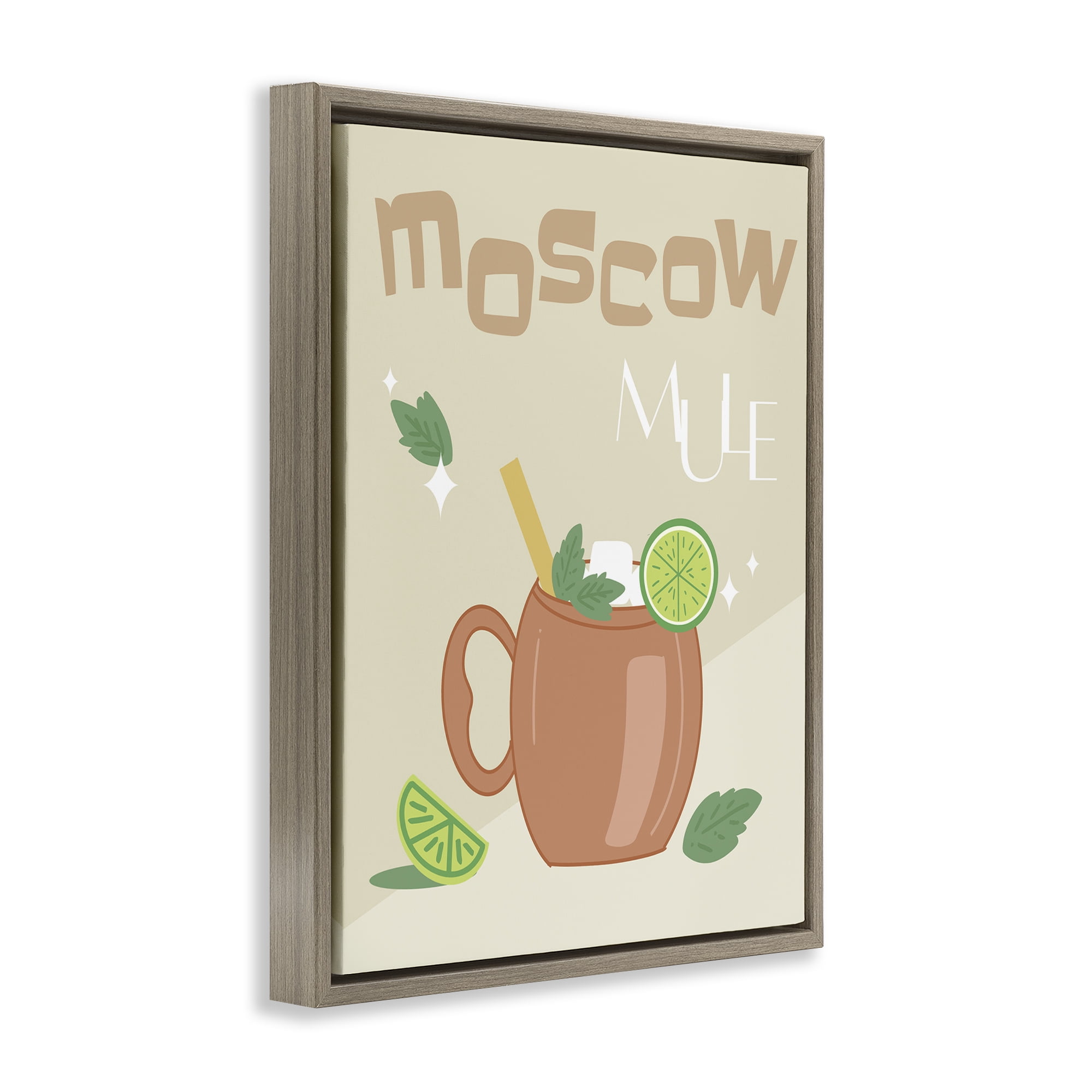 Stupell Industries Moscow Mule Typography Food & Beverage Painting Brown Floater Framed Canvas Art Print Wall Art, 17 x 21