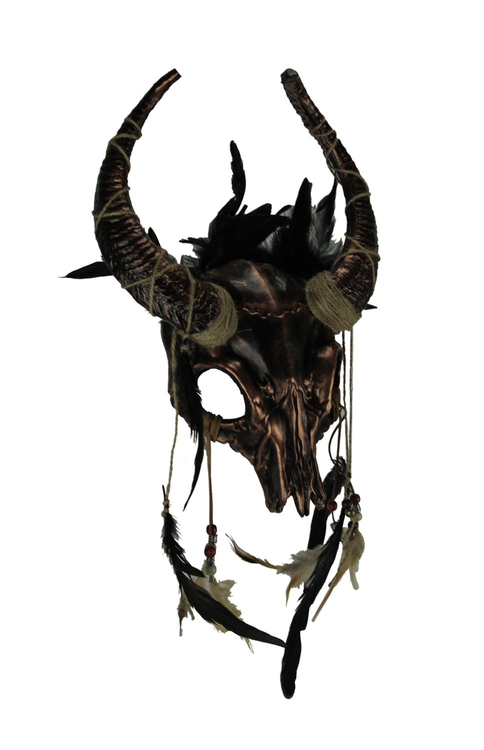 KBW Metallic Skull Horned with Feathers Halloween Mask, Copper - Copper - Walmart.com