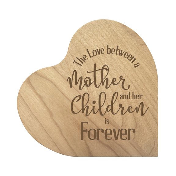 Engraved Wooden Heart Block 5” x 5.25” x 0.75”- The Love Between