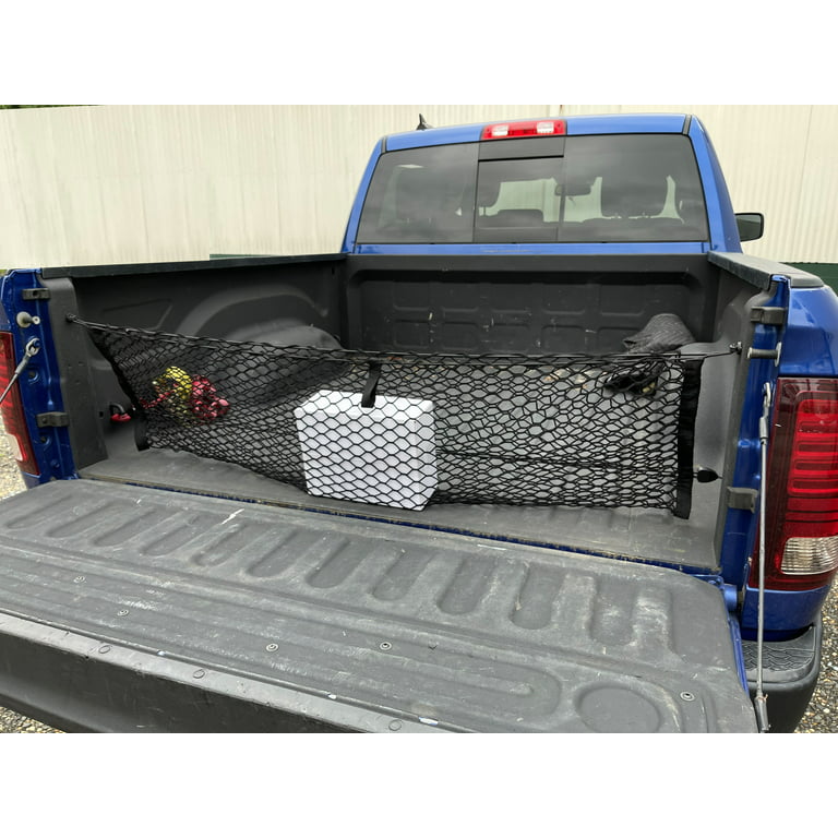 Truck Bed Envelope Style Trunk Mesh Cargo Net for Dodge Ram 1500 2019-2024  - Car Accessories - Premium Truck Bed Organizer - Cargo Net for Pickup 