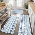 thumbnail image 2 of Blue Striped Geometric Pattern Kitchen Rugs Sets Of 3,Kitchen Runner Rugs Non Skid Washable,Decorative Kitchen Floor Mats for Kitchen,Sink,Laundry,17"x30"+ 17"x47" + 17"x59", 2 of 6