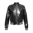 thumbnail image 2 of Manyakai Kids Girls Shiny Metallic Jackets Boys Long Sleeve Motorcycle Coats Outerwear Hip Hop Jazz Black 14, 2 of 8