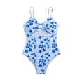 thumbnail image 2 of jiaxiM Girls One Piece Swimsuits Wrap Tie Back Girl Bathing Suit Adjustable Straps Modest Ruched Floral Print Swimsuit Quick Dry Upf 50+ Girl's Swimwear, 2 of 4