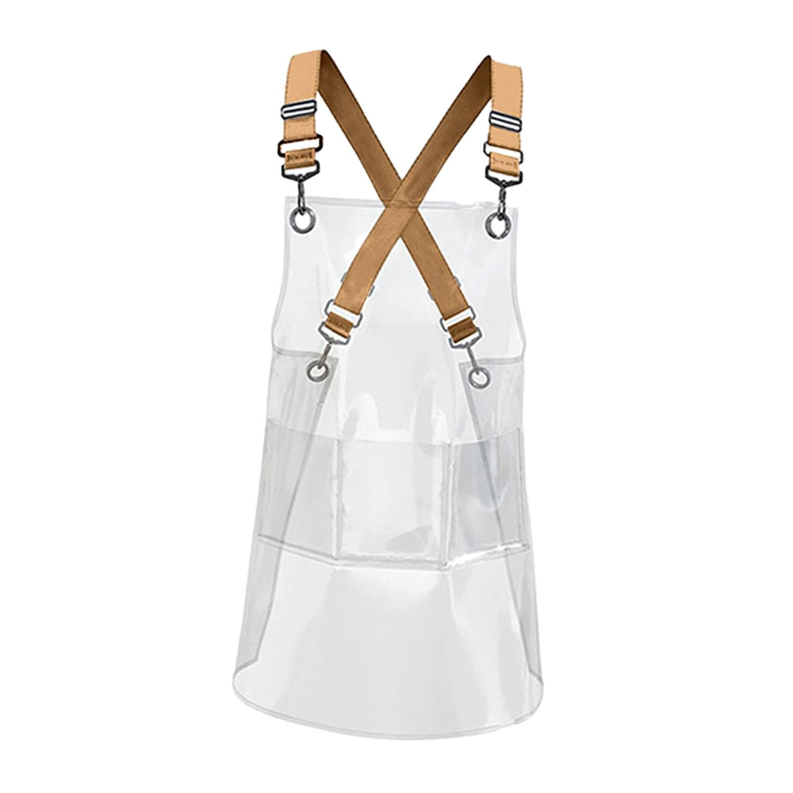 Fiocias Transparent Apron Hair Stylist Apron Gardening Chef Apron with Pocket for Flower Yellow 80cm