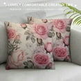 thumbnail image 3 of WERPE  Pink Flowers Throw Pillow Cover,Watercolor Leaves Floral Rose in Pastel Color Decorative Pillow Cases Square Cushion Covers for Home Sofa Couch, 3 of 5