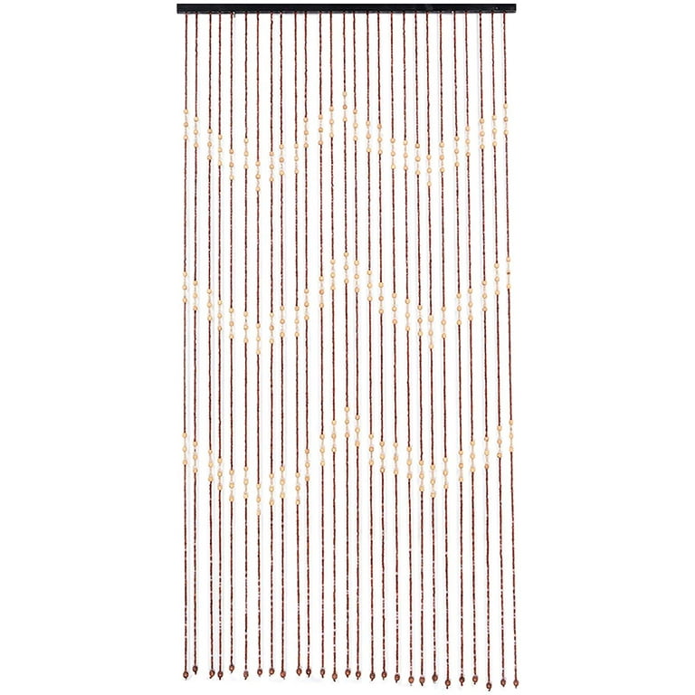 Anqidi 27 Lines Door Curtain Wave Pattern Wooden Bead Natural Wood And Bamboo Beaded Handwoven Com