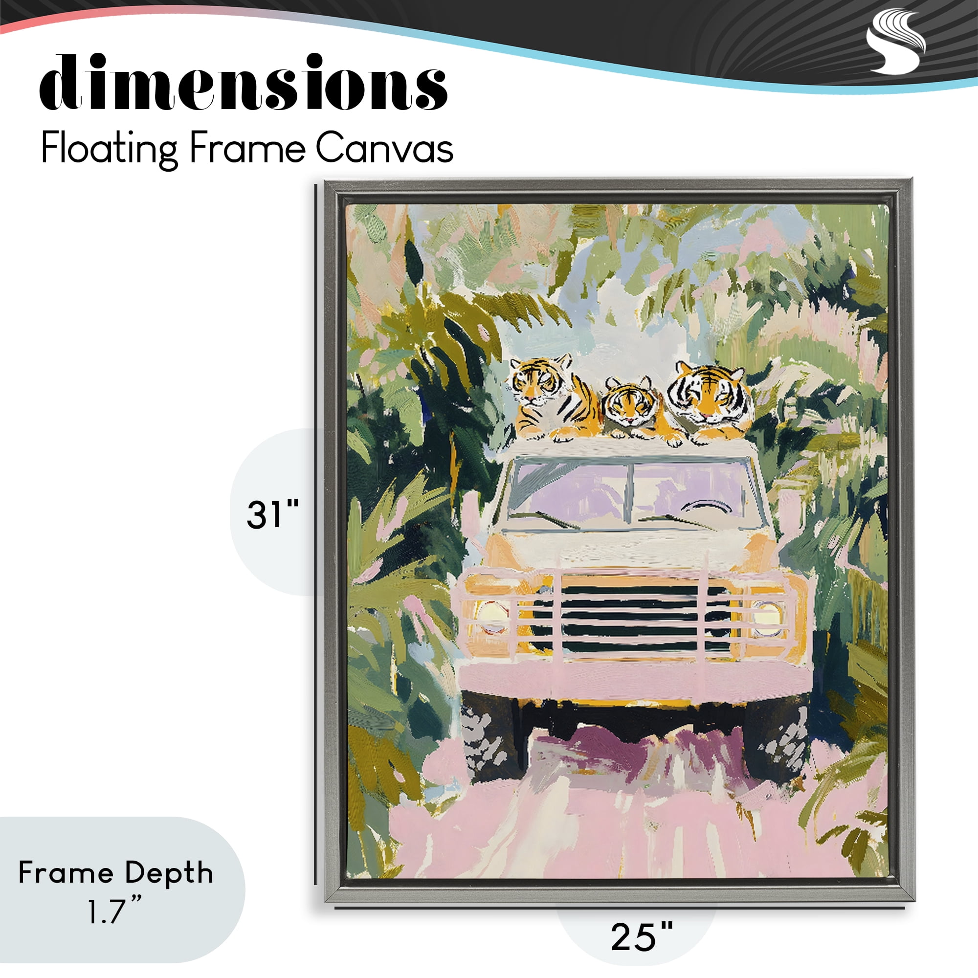 Stupell Industries Safari Trip Tiger Trio Gray Framed Floater Canvas Wall Art, design by The Prints Vibe