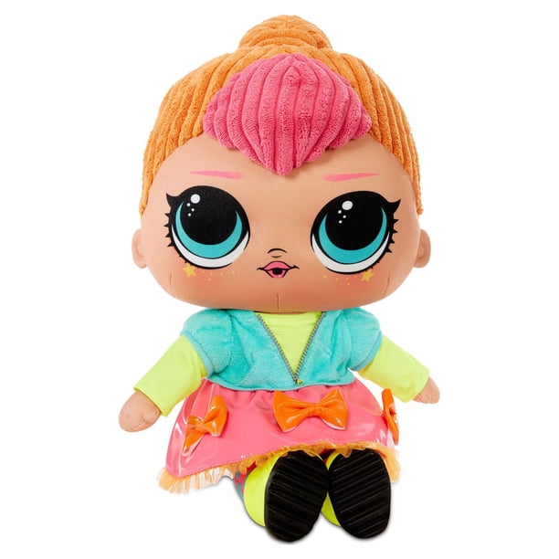 LOL Surprise Neon Q.T. - Soft Plush Doll with Big Hair, Huggable