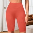 thumbnail image 5 of Women's Textured Compression Fitness Pants, High Waisted Tummy Control Workout Shorts, Seamless Hip Lifting Yoga Pants with Peach Booty Enhancement, Gym Exercise Apparel Orange XL, 5 of 10