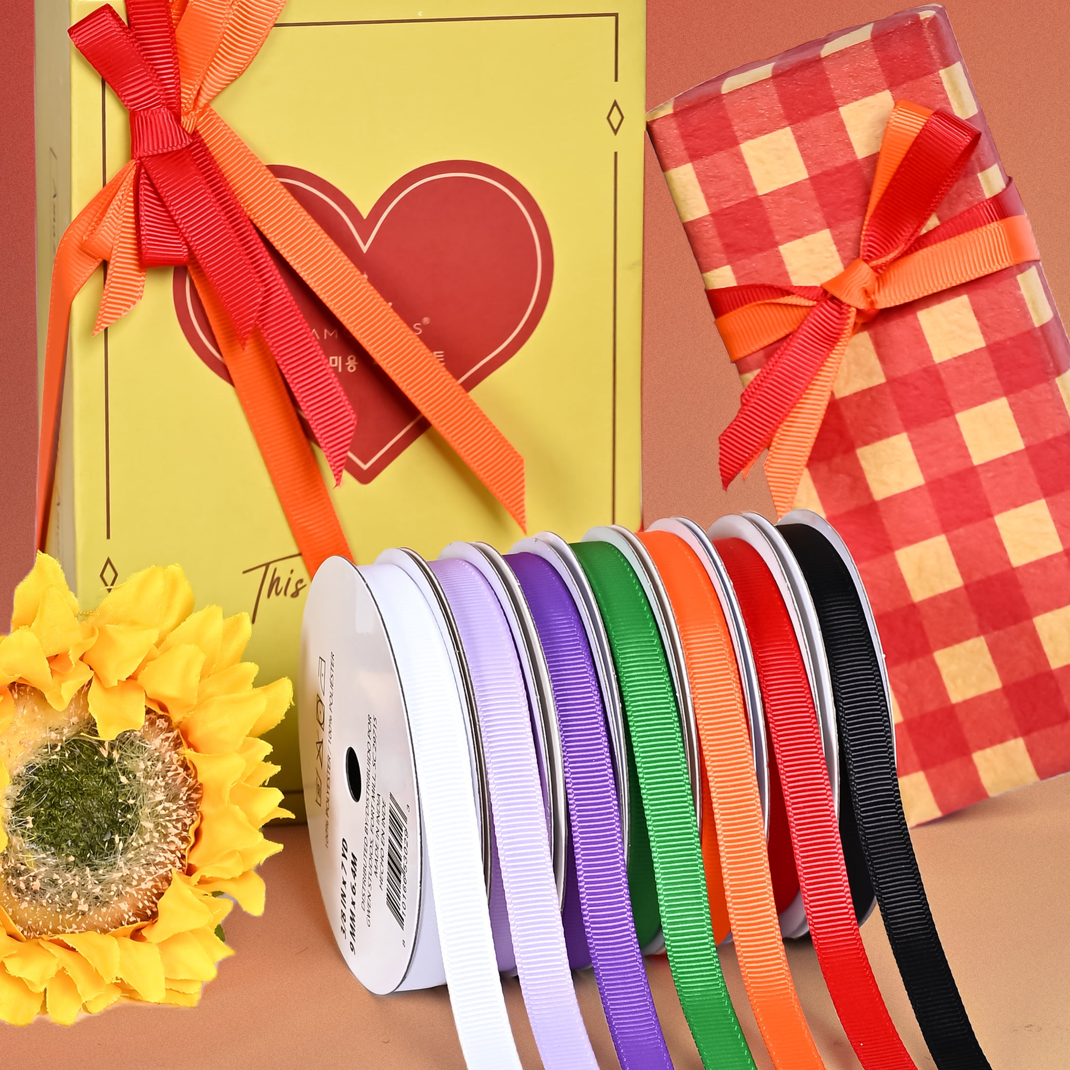Gwen Studios 3/8" Hot Pink Grosgrain Ribbon, 7 Yards