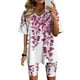 thumbnail image 2 of Blusas para las Mujeres Casual, Cuello en V de Manga Corta Impresa Superior Y Suelto Pantalones Cortos, Conjuntos de Moda de Verano, 2 of 4