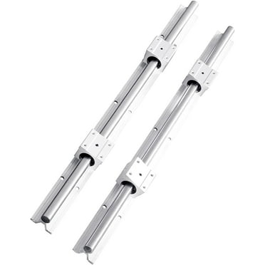 Linear Rail, SBR16-600mm(23.6"), 2 Carbon Steel Linear Guide Rails and 4 Aluminum Square Bearing Blocks for Automated Machines DIY Project CNC Router Machines and Food Machines