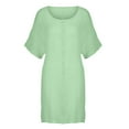 thumbnail image 4 of Afdoent Dresses For Women Summer Mid Length Loose Solid Color Short Sleeve Chiffon Shirt Dress Beach Vacation Clothes, 4 of 5