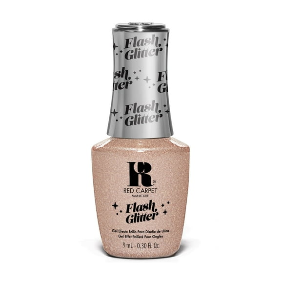 Red Carpet Manicure Fortify & Protect Nude Glitter Gel Polish for Strong, Healthy Nails - Infused with Vitamin A & Biotin - (Glisten While I Glow) Led Nail Gel Color, 0.3 Fl Oz
