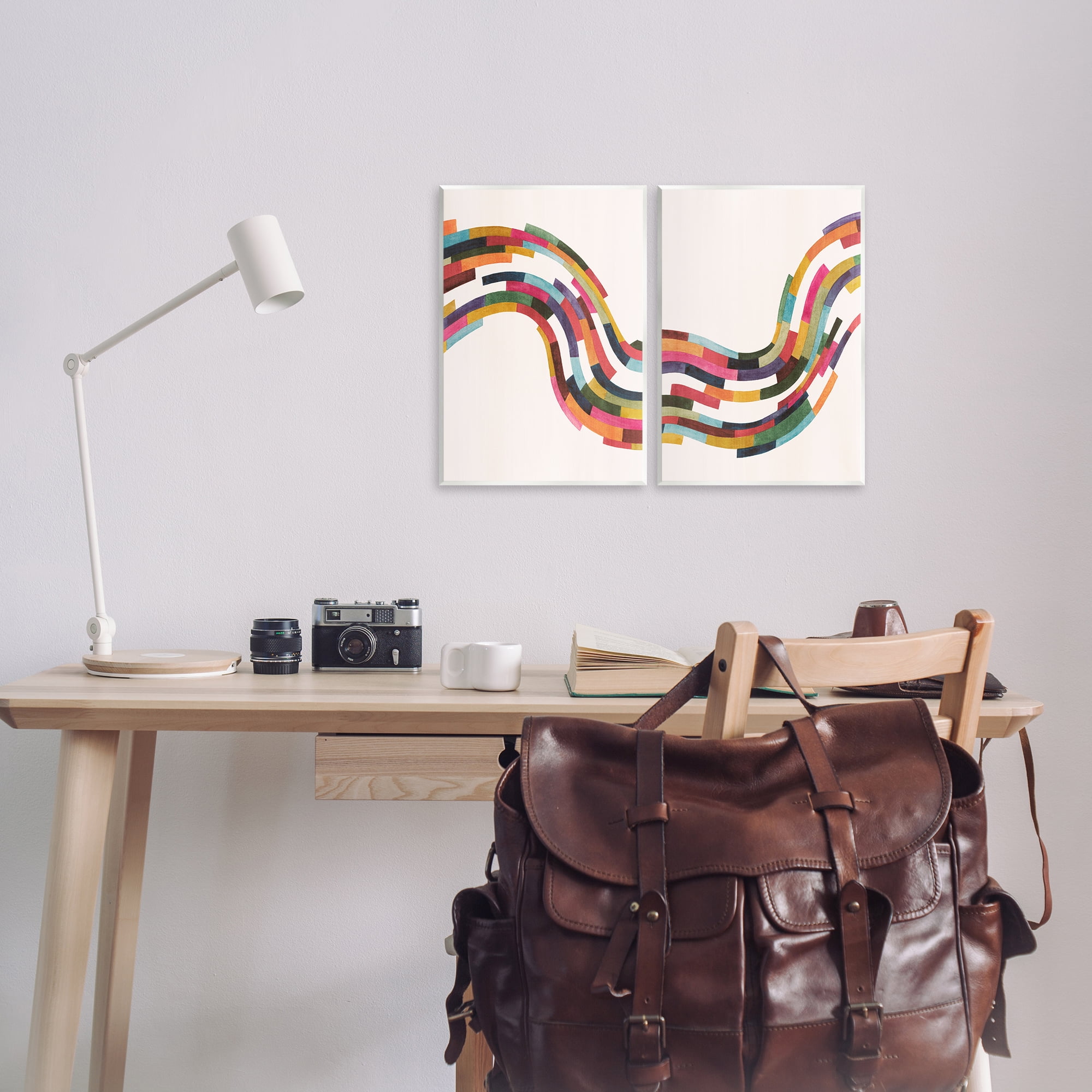 Stupell Industries Abstract Colorful Wave Abstract Painting Unframed Art Print Wall Art, 11 x 14, Set of 2