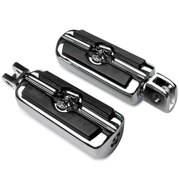Krator Chrome Skull Foot Pegs Compatible with Suzuki / Honda / Triumph / Can-Am Left & Right Set (Front/Rear Footrests)