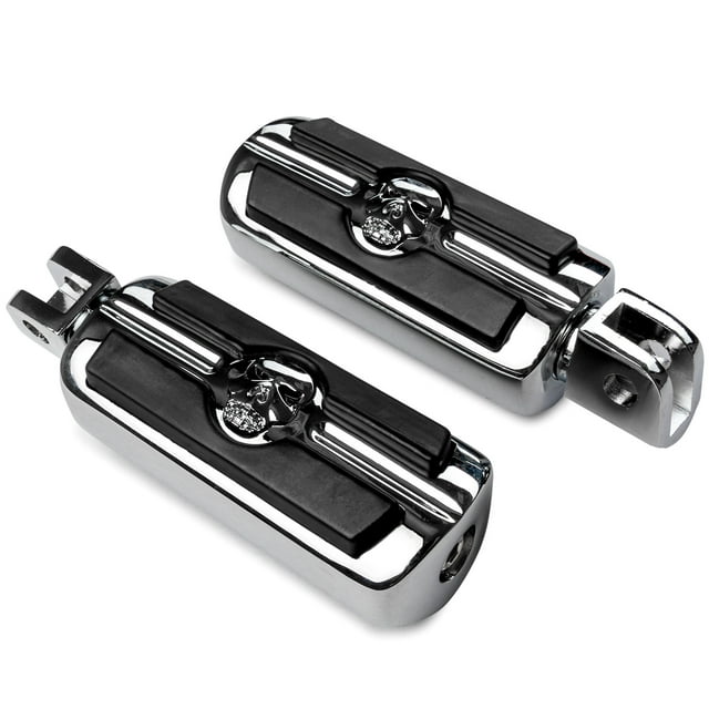 Krator Chrome Skull Foot Pegs Compatible with Honda Gold Wing F6B 2001-2018 (Front Only)