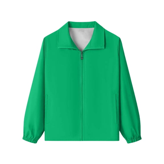 Boys Solid Lapel Collar Zip Up Windbreaker Jacket Waterproof Windproof Lightweight Outdoor Cardigan Elastic Cuff Casual Sports Long Sleeve Coat Kids Spring Autumn School Outerwear
