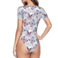 thumbnail image 4 of Naloa Butterflies in Pastel Women's Short-Sleeved Onesie, One-Piece Swimsuit for Parties, dates, clubs - X-Large, 4 of 9