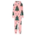 thumbnail image 2 of Penkiiy Matching Christmas Onesie Pajamas for Family, Hooded One Piece Vacation PJs, Cute Printed Holiday Loungewear S Pink, 2 of 6
