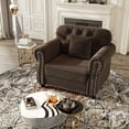 thumbnail image 2 of CQSXDA Velvet Sofa with Nailhead Trim and Rolled Armrests 41.3 Inch Design with Accent Pillows，Brown, 2 of 9