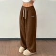 thumbnail image 2 of Womens Wide Leg Pants Sevevn Womens Corduroy Casual Pants Fashion Loose Fit Wide Leg Pants Straight Sweatpants Elastic Waist Drawstring, 2 of 7