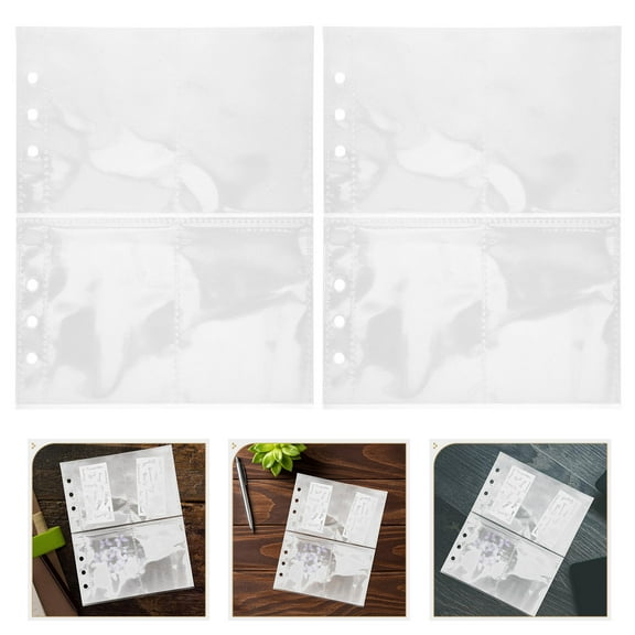 FOMIYES 30Pcs Clear Plastic Page Protectors Double Side Card Storage Binder Sheets