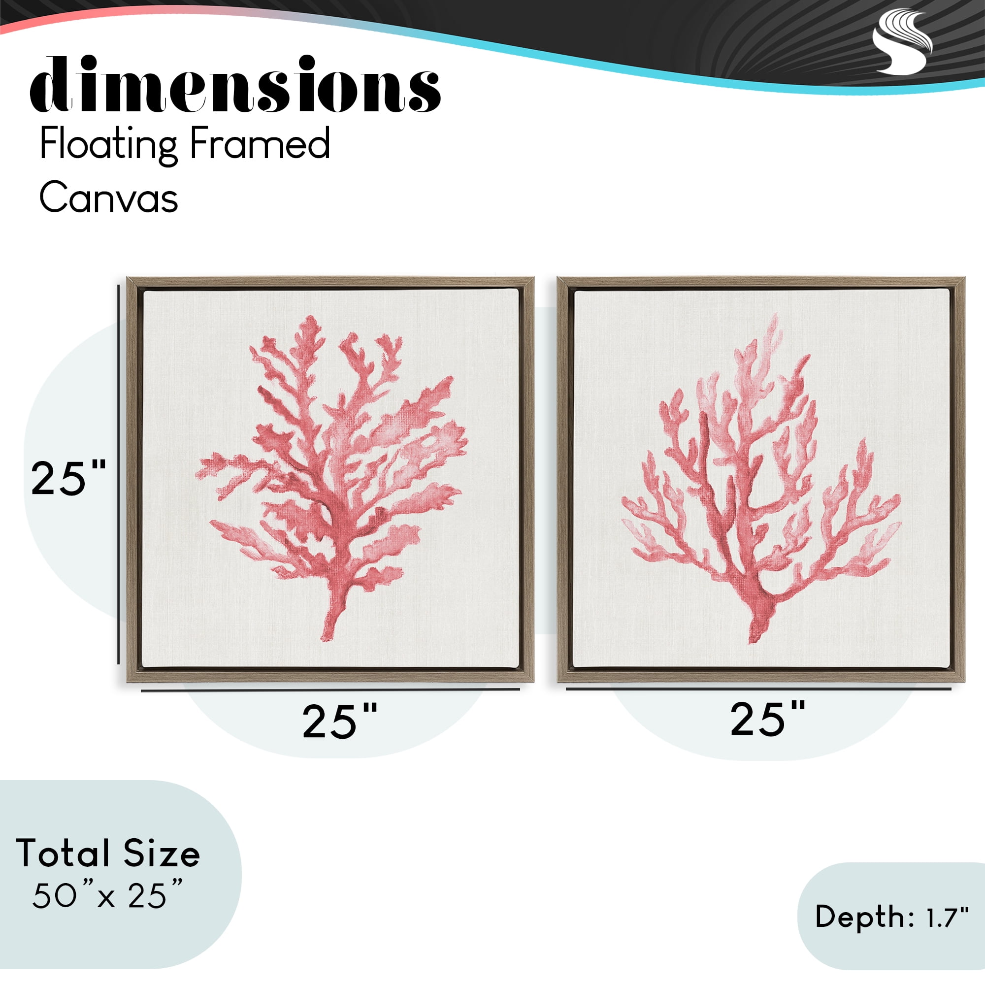 Stupell Industries Rosy Pink Coral Branches 2 Piece Brown Framed Floater Canvas Set, design by Janet Tava