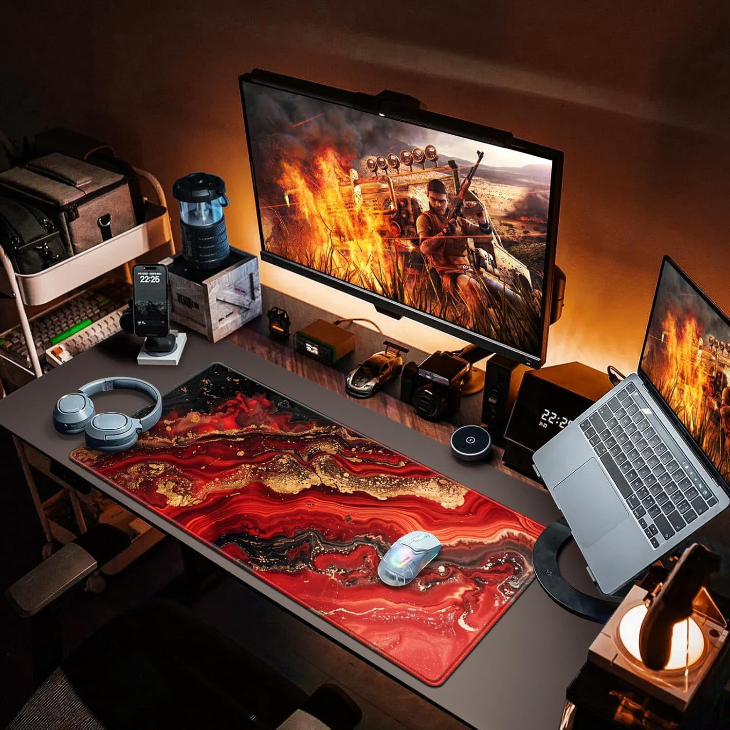 Gaming Mouse Pad, 31.5x15.7inch Large Extended Mousepad Big Computer Desk Mat for Keyboard and Mouse Full Desk Mouse Mat with Non-Slip & Rubber Base