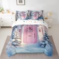 thumbnail image 3 of Manfei Pink Cabin Door 7 Pieces Bedding Comforter Set for Kids, Kawaii Dreamy Fairy Tale Full Bedding Set, Winter Christmas Reversible Fitted Sheet Flat Sheet, Lightweight Room Decor, 3 of 8