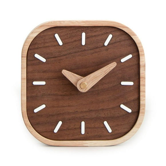 Negro nogal madera maciza pequeño reloj de mesa reloj de escritorio silencioso reloj de cabecera
