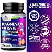 Magnesium Citrate 1000mg Per Serving - 3X Strength Magnesium Supplement for Bone, Muscle, Heart, Natural Sleep Support for Men & Women, Vegan Mag Mineral Pills, Non-GMO, Bottled in USA - 120 Capsules