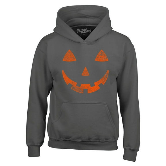 Shop4Ever Men's Jack O'Lantern Costume Pumpkin Face Halloween Hooded Sweatshirt Hoodie Small Charcoal