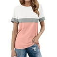 thumbnail image 1 of WILLBEST Chemise de Compression T-Shirts pour Femmes Manches Courtes à Blocs de Couleur Hauts Décontractés d'Été, 1 of 4